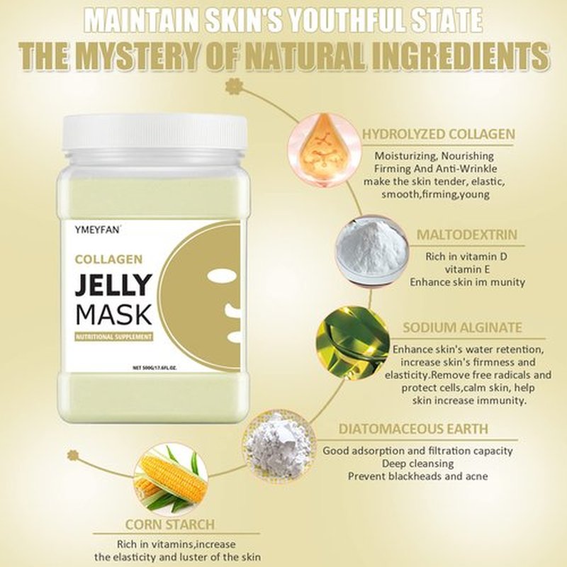 YMEYFAN Jelly Mask Powder for Facials Professional - Collagen Firming & Moisturize Face Mask Skin Care, Anti-Aging Hydro Jelly Mask, Peel Off Jelly Masks for Spa, 17.6 Fl Oz