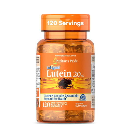 Puritan's Pride Premium Lutigold™ Lutein Carotenoid 20mg with Zeaxanthin for Men and Women, Dietary Supplement for Eye Health Support, 8 Month Supply, 120 Easy-to-Swallow Softgels