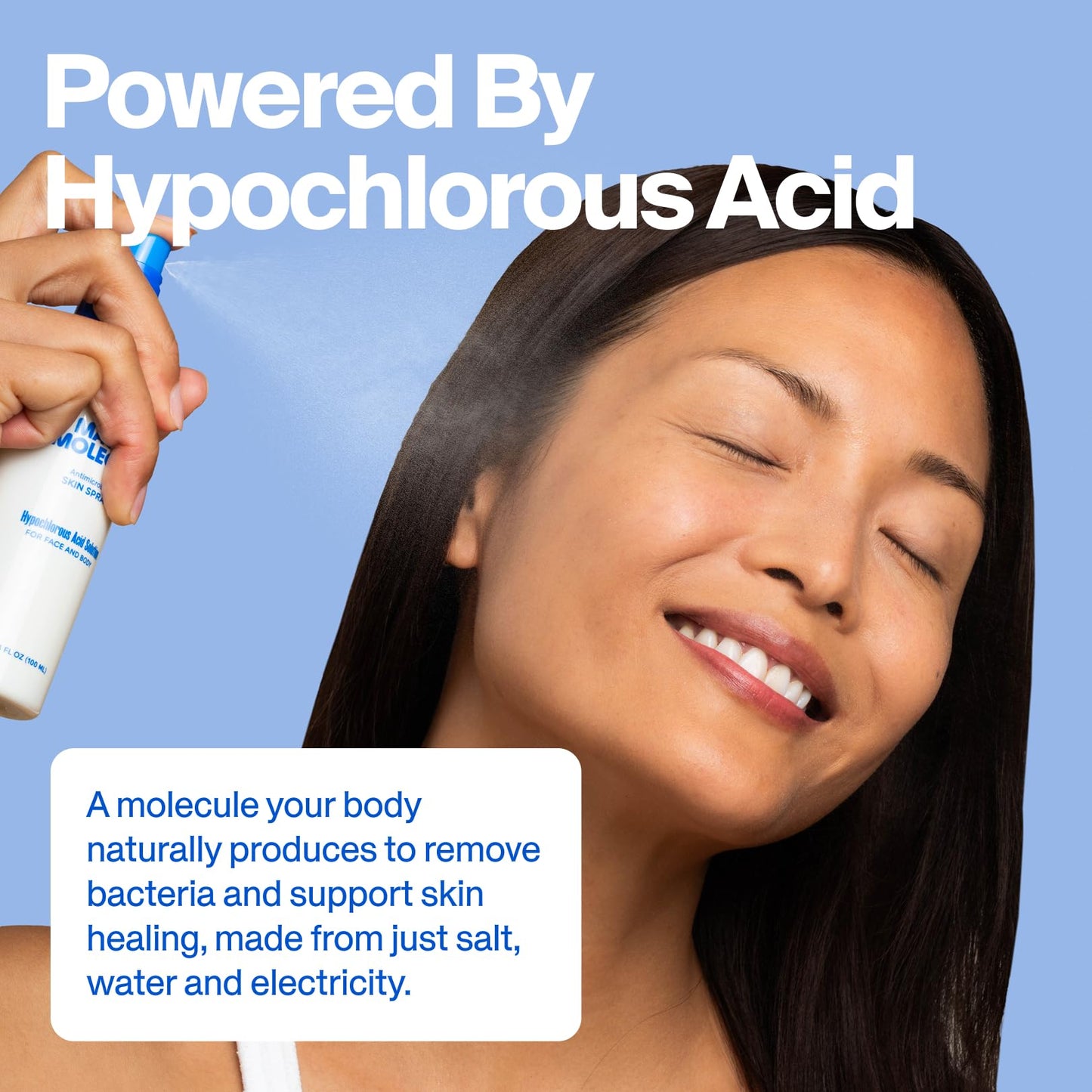 Magic Molecule Skin Cleanser for All Types, Hypochlorous Acid Spray Helps Heal Acne Prone, Eczema and Itchy Rashes and 50 Other Skin Ailments, 8 oz Spray (Pack of 3)