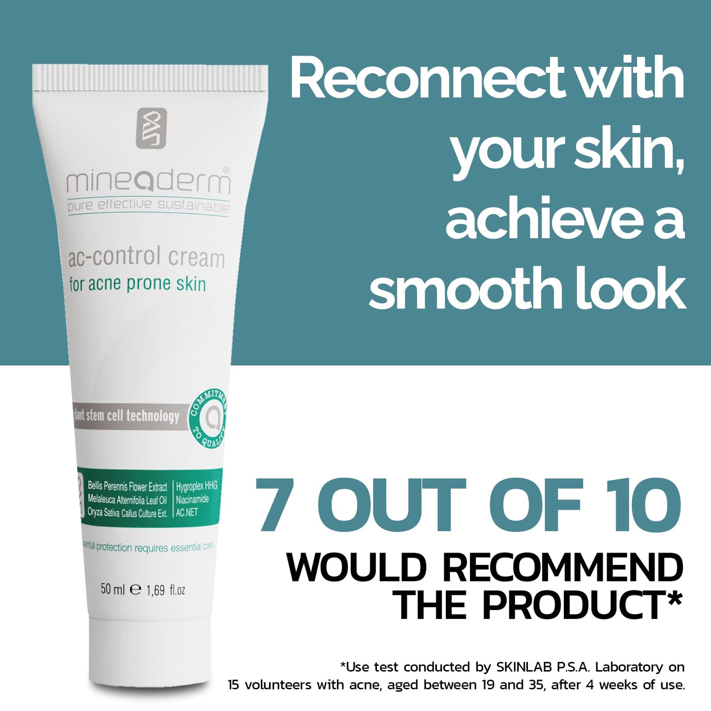 Mineaderm AC Control Face Moisturizer for Oily & Acne-Prone Skin – Mattifying Oil-Control Cream with Tea Tree Oil, Niacinamide & AC.NET – Vegan, Dermatologically Tested, Non-Greasy, 1.69 fl oz
