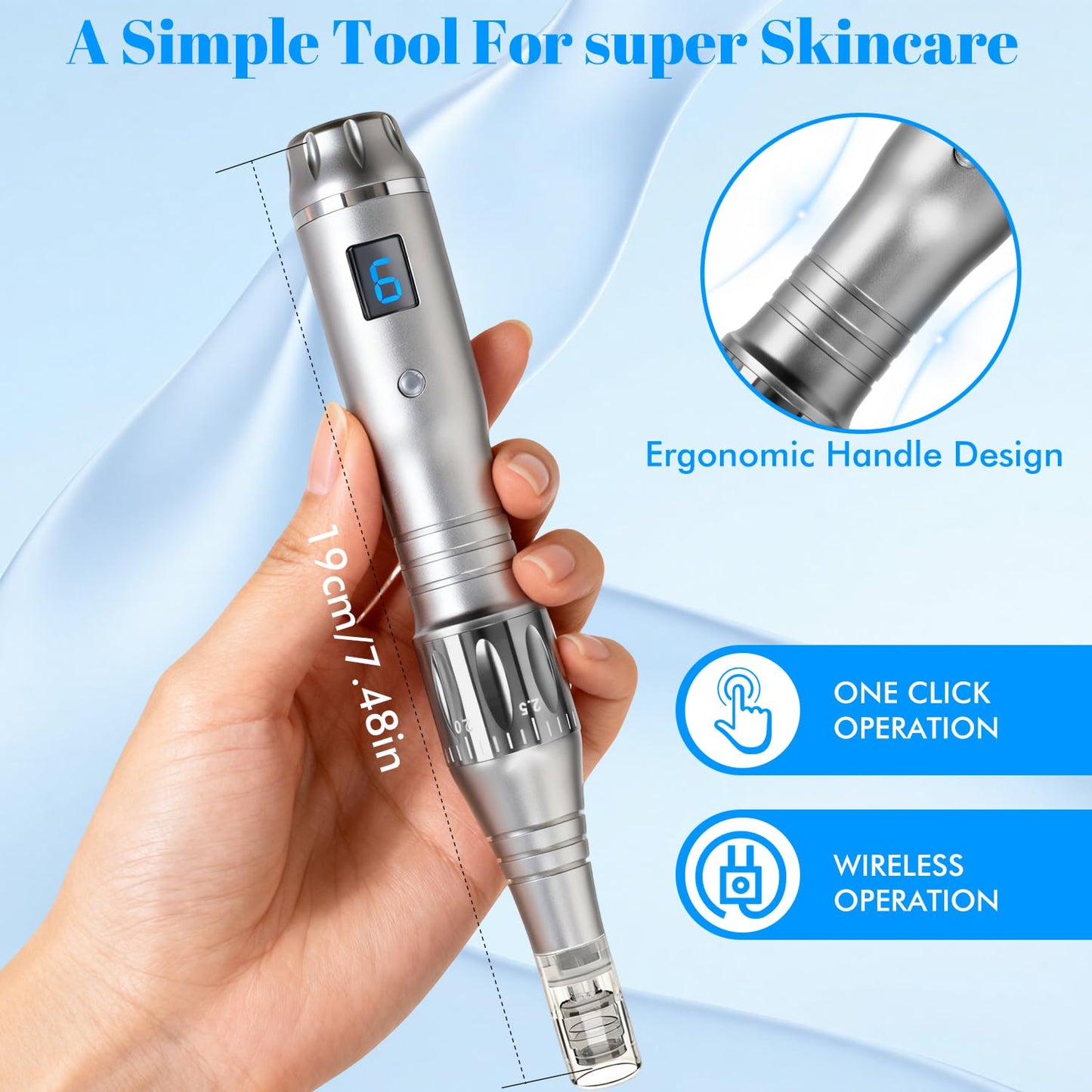 0.25mm Derma Roller Pen for Women Men, Microneedling Roller Pen for for Skin Tools At Home