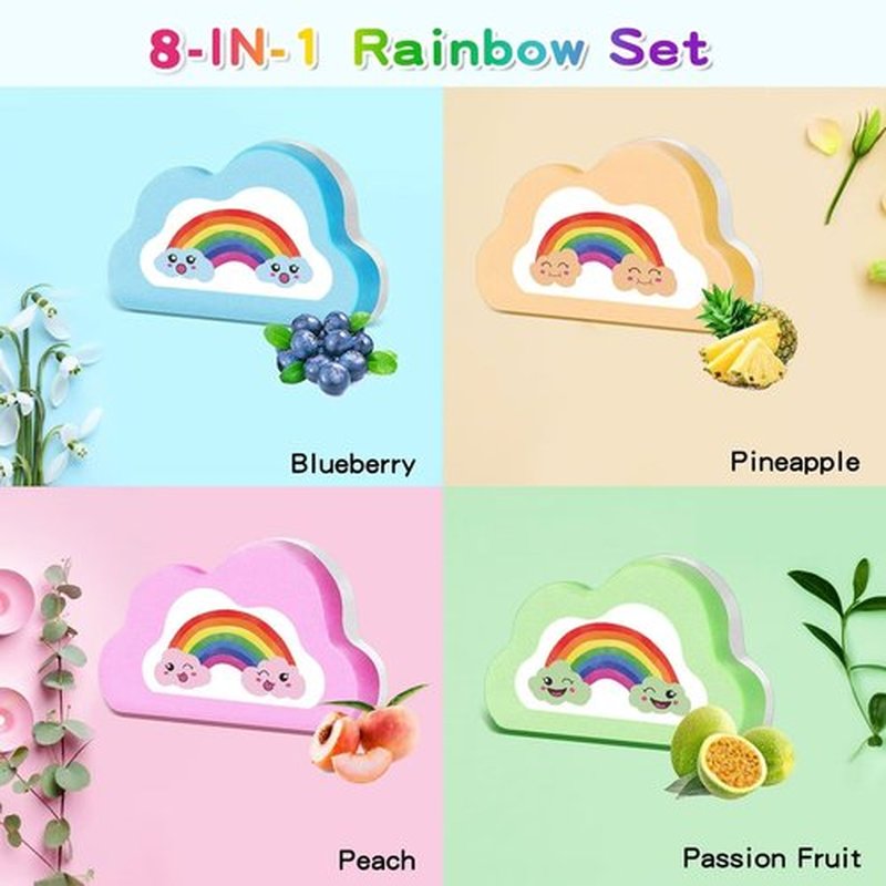 Rainbow Bath Bombs Gift Set, Handmade Organic 8 Pcs Bath Bombs for Kids Girls Women, Natural Kids Bubble Bath Fizzy, Teacher Appreciation Gifts