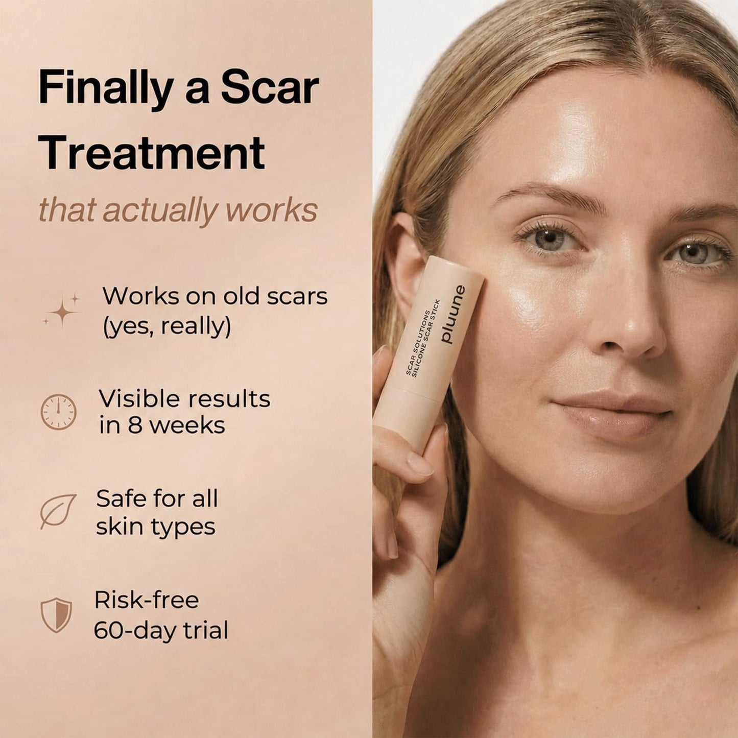 Pluune Scar Stick, Suitable for Old Scars, Acne Marks, and Stretch Marks,Formula Infused with Centella Asiatica Extracts and Vitamin E Soothes, Repairs and Forms Protective (1PCS)