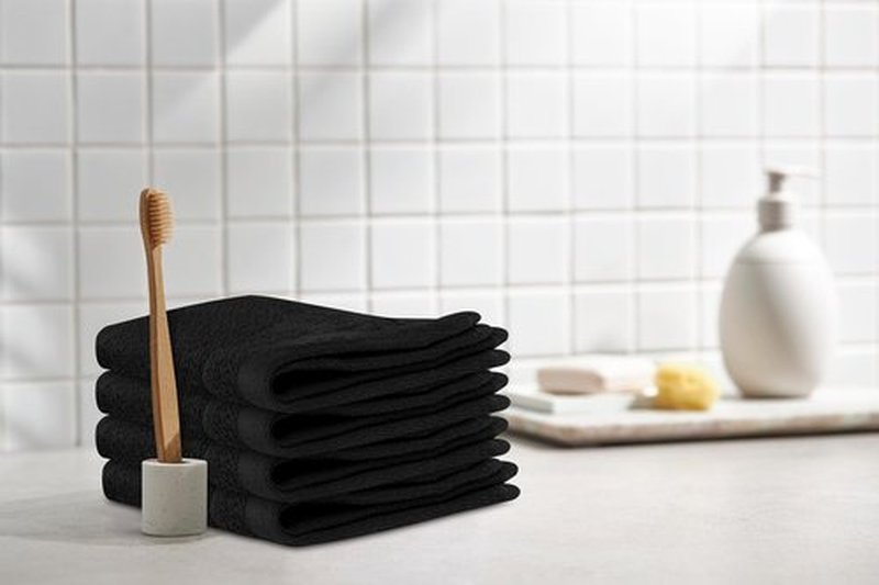 Tens Towels 60 Pack Cotton Washcloths, 12 x 12 in, Ultra Soft, Gentle, Absorbent and Durable Face Towels, Luxurious Hotel Quality, Ultimate Comfort, Perfect for Home, Gym, Spa (Black)