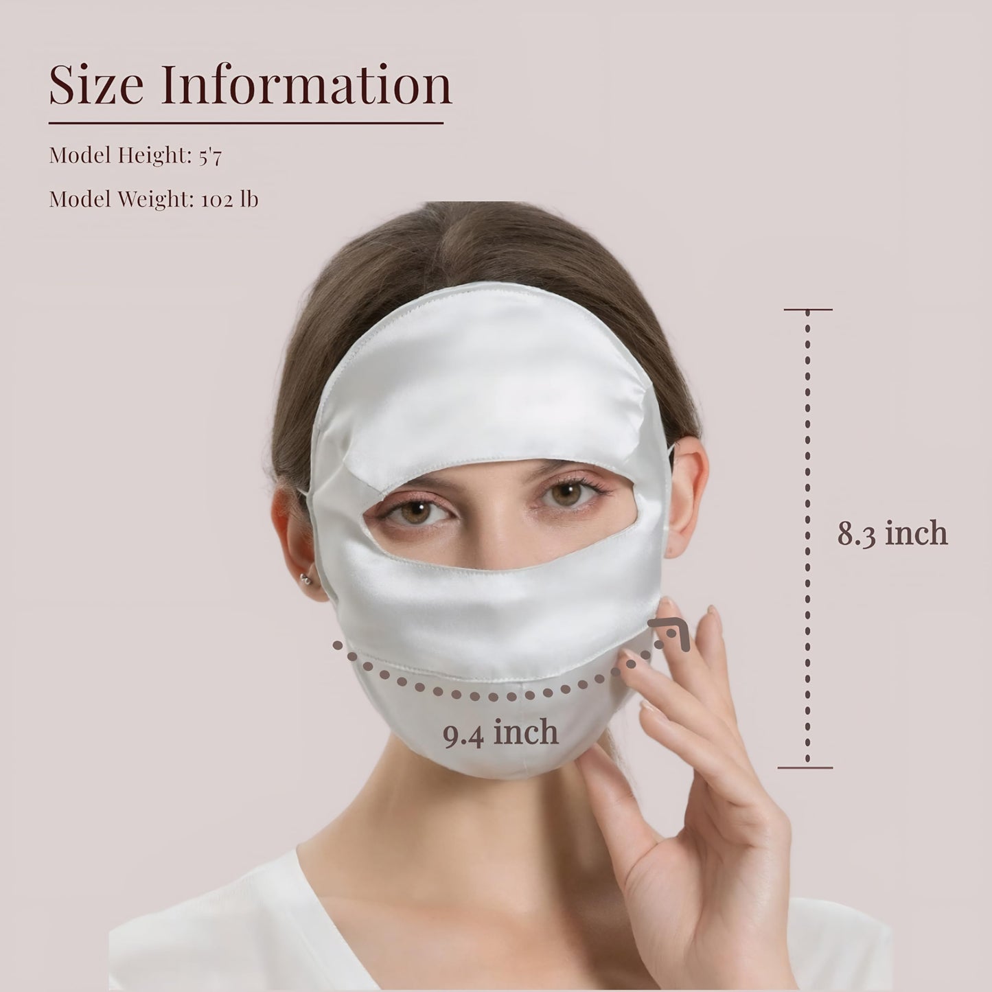 Mulberry Silk Sun Protection Face Mask with Forehead Coverage - UPF 50+ Lightweight Facial Shield for Outdoor Protection (Light Pink)