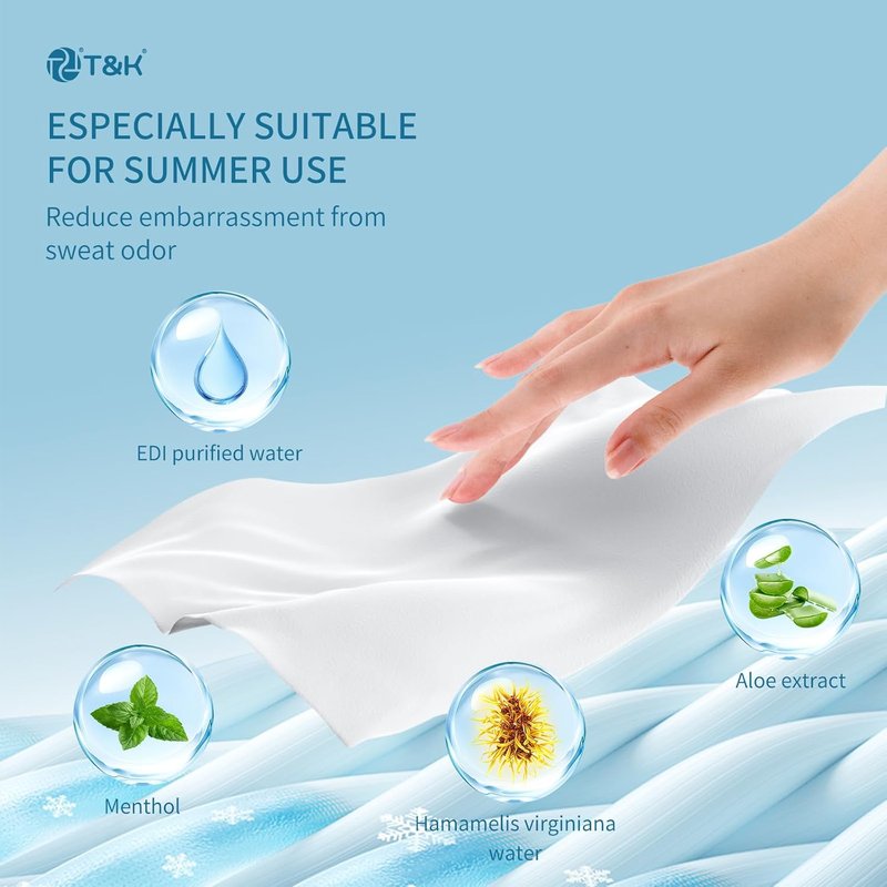 Cooling Body Wipes - 10 Individually Wrapped Refreshing Aloe & Mint Wipes | Perfect for Travel, Sports & Camping