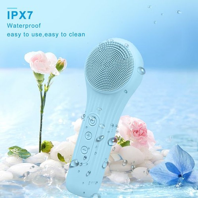Feoflen Silicone Face Scrubber Exfoliator, Silicone Face Wash Brush for Men & Women, Ipx7 Waterproof Rechargeable Facial Cleaner for Deep Cleansing, Exfoliating, Massage Face Scrubber (Sky Blue)