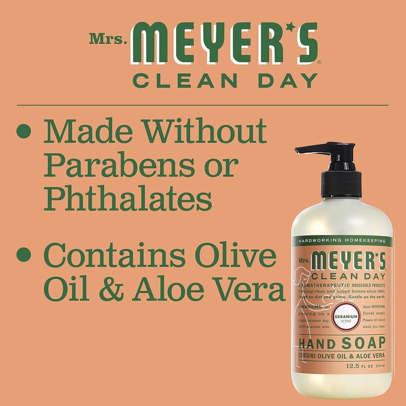MRS. MEYER'S CLEAN DAY Liquid Hand Soap Geranium 12.5 Fl Oz (Pack of 9)