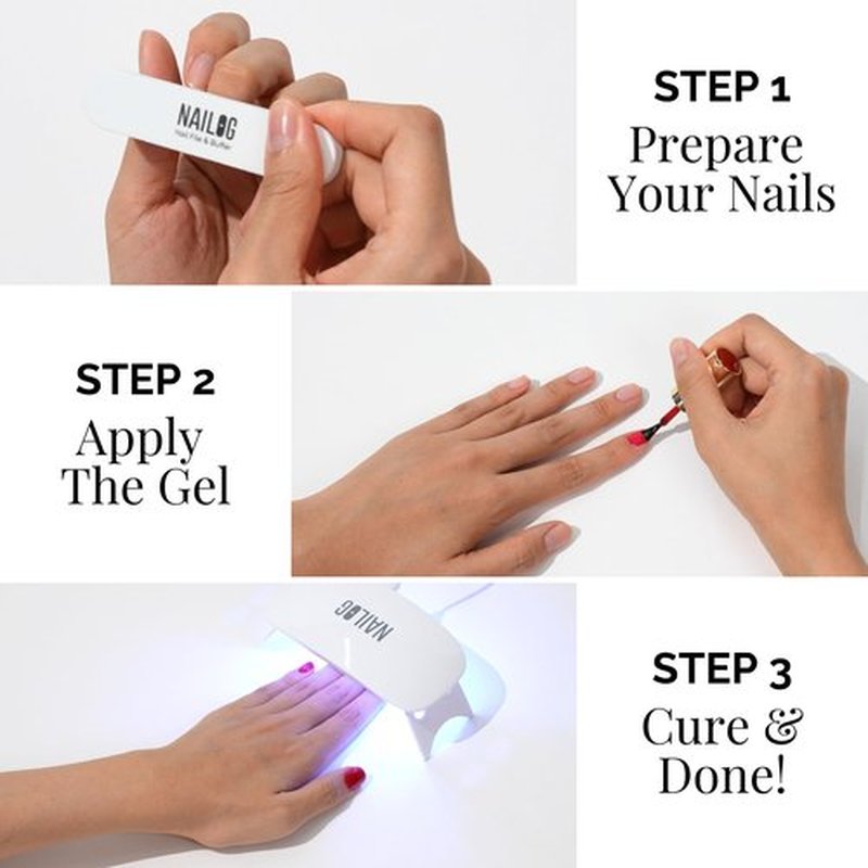 NAILOG Gel Nail Polish Set - 4 Colors Top Coat Color Gel Base 3-In-1 Soak Off UV Gel Polish Kit for Home DIY & Birthday Gifts for Women | Black, Red, Creamy White, Champagne Glitter
