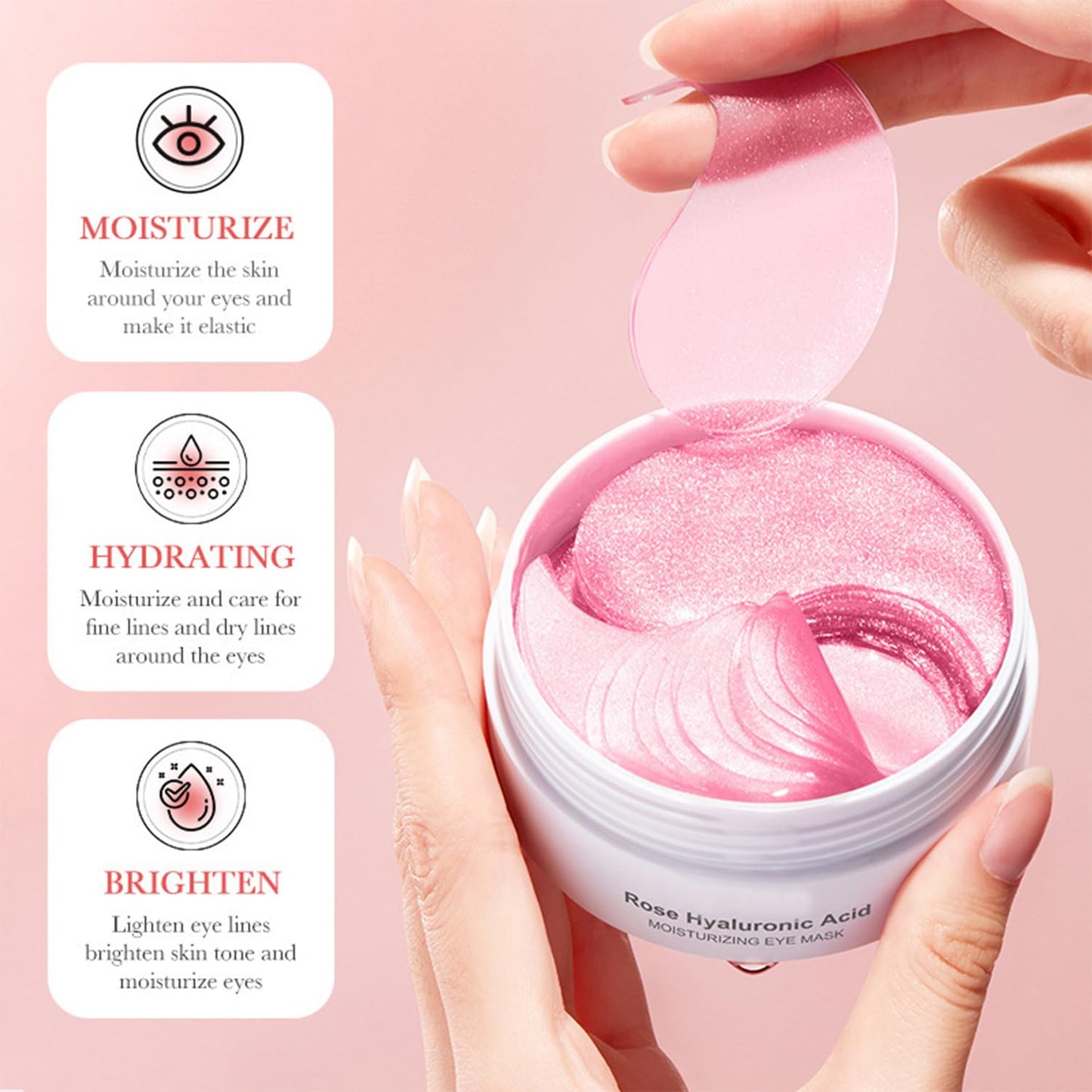 Rose Eye Masks, 60 PCS Eye Patches for Puffy Eyes and Dark Circles, Hydrating Eye Mask Skincare, Eye Patch, Parches Para Ojeras, Under Eye Bags, Reduce Wrinkles and Fine Lines, Improve Eye Skin
