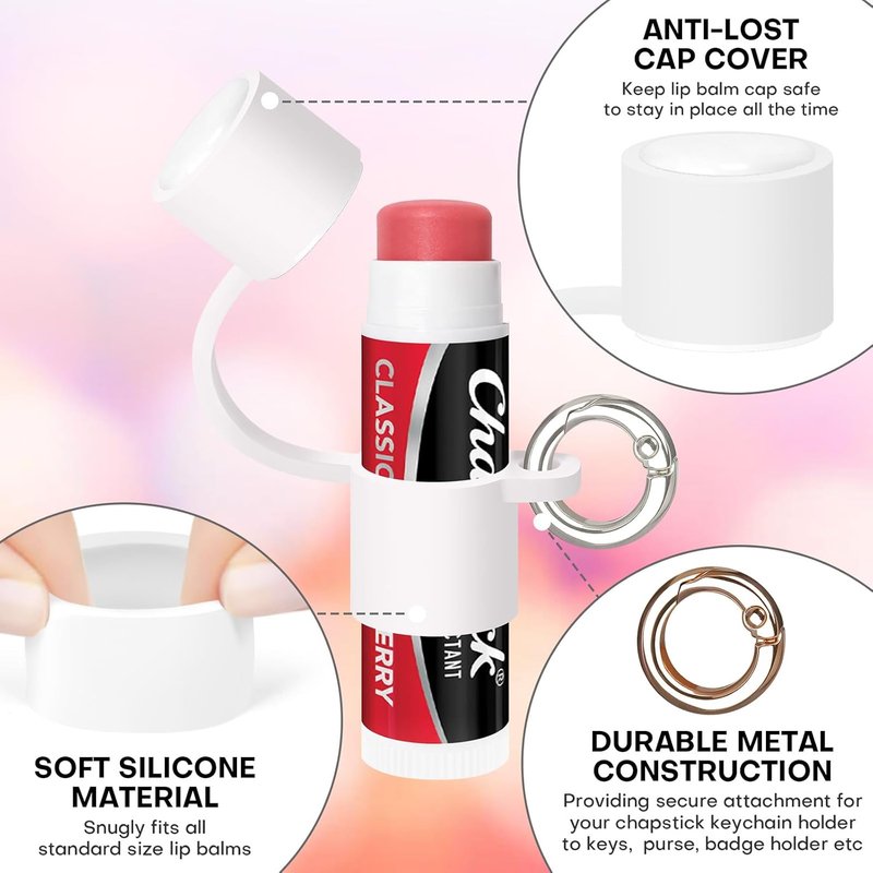 Chapstick Keychain Holder - 2 Pack Lip Balm Holders with Secure Metal Keyring | Perfect Gift for Women & Backpack Accessory