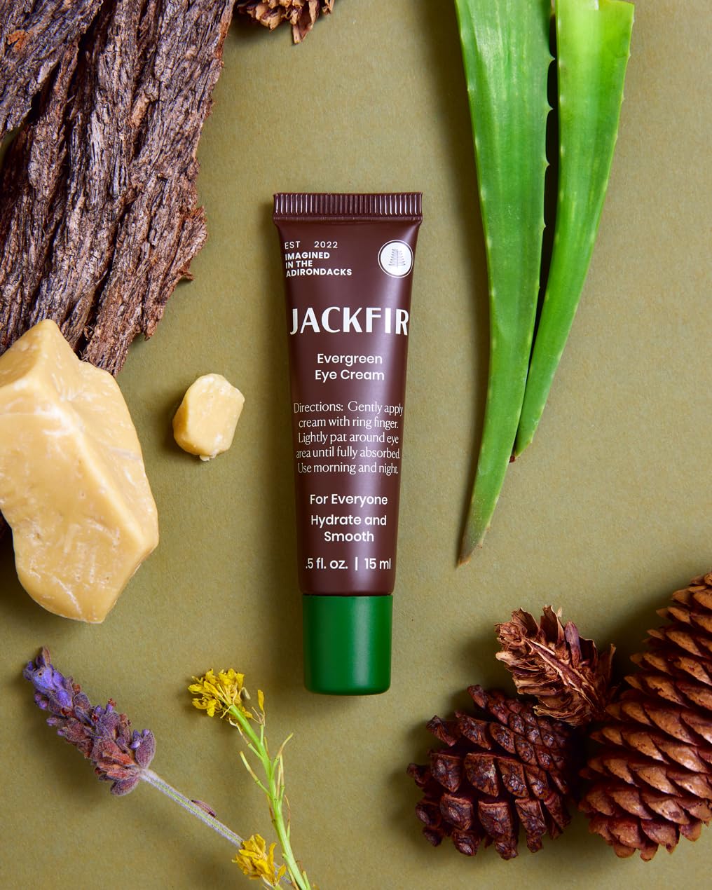 Jackfir The Evergreen Eye Cream for Men - Eye Bags Treatment, Puffiness, Dark Circles, Crows Feet - EWG Verified, 70% Organic, Dermatologist and Allergy Tested, Fragrance Free, 0.5 fl oz