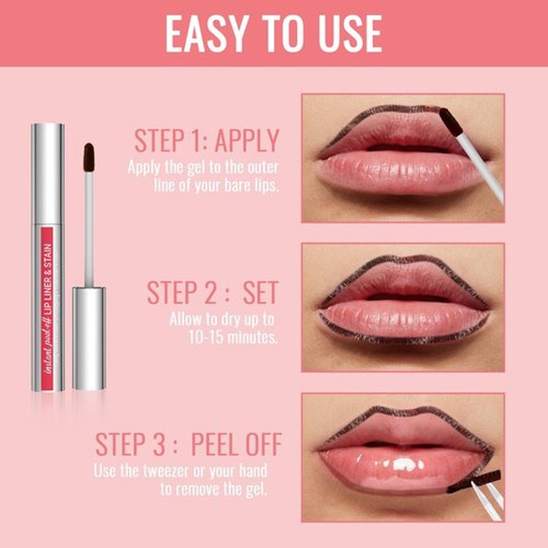 Lip Liner - Lip Liner Stain, Peel Off Lip Liner Tattoo, Long Lasting Lip Stain Peel Off with Natural Finish, Easy to Use, Waterproof, Smudge-proof, Transfer-proof, Highly Pigmented Color, Mauve