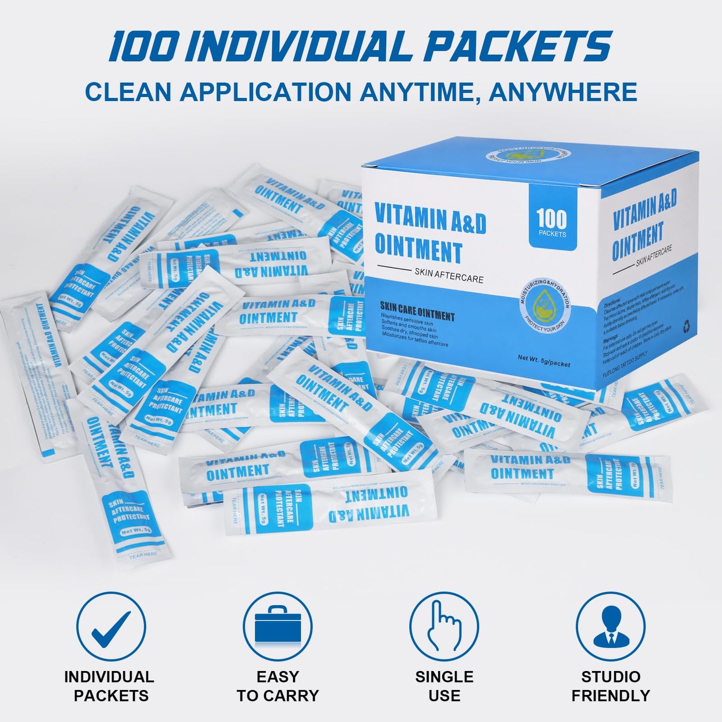 Narkysus Tattoo Scar Gel 100 Pcs Vitamin A&D Ointment Package Updating