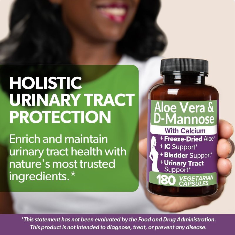 Aloe Vera Capsules - 200x Concentrate with D-Mannose & Calcium | Easy to Swallow Pills