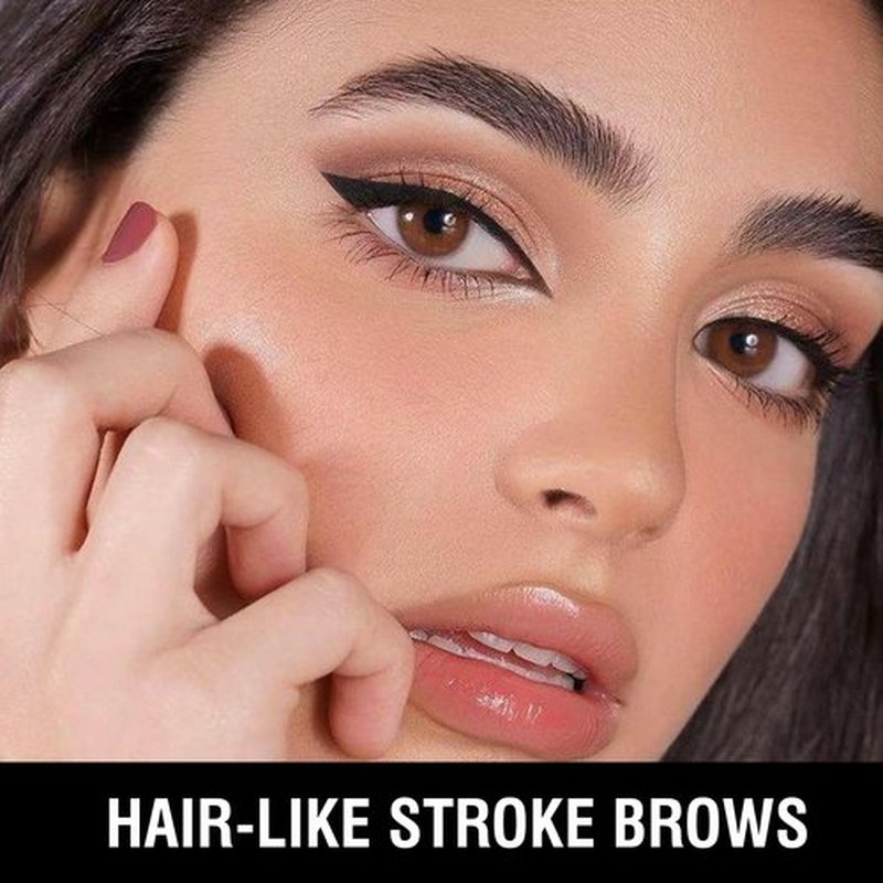 Eyebrow Pen - Eyebrow Pencil, Brow Pencil 2-in-1 Dual-Ended Microblading Eyebrow Pencil with Micro-Fork-Tip & Precise Brush-Tip Crease Natural Hair-Like Brows, Last All-Day (05 Black)
