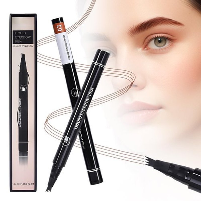 2PCS Microblading Eyebrow Pencil, 2025 New Magic Eyebrow Tattoo Pencil 4 Fork Tip, Natural Waterproof Makeup Fine Stroke Eyebrow Pencil Long-Lasting Eyebrow Pen (Dark Brown)
