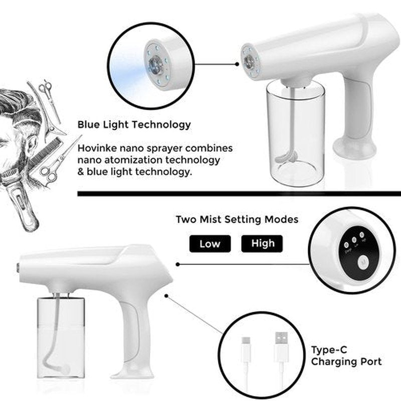 Hovinke Barber Nano Spray，Cordless Portable Water Sprayer, USB-C Rechargeable for Barber, Salon, Home