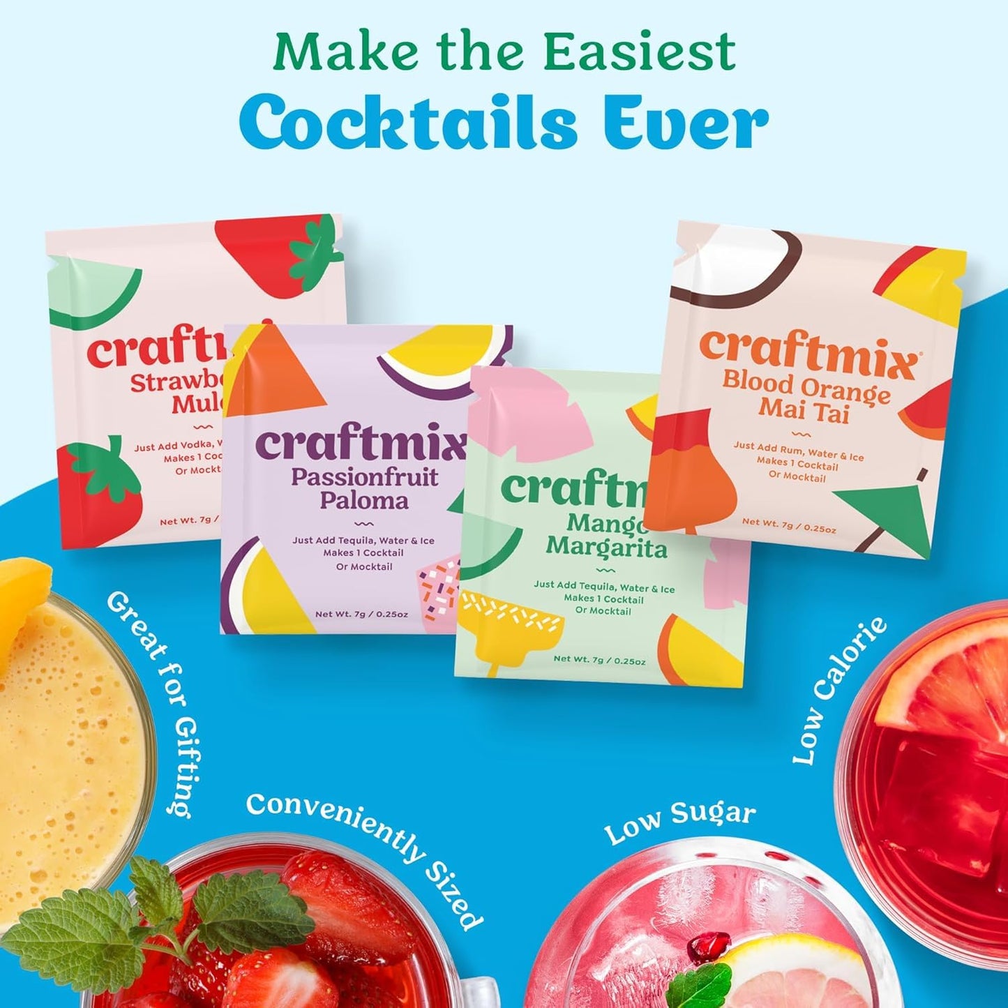 Craftmix Variety Pack Cocktail & Mocktail Drink Mixer, Pack of 24