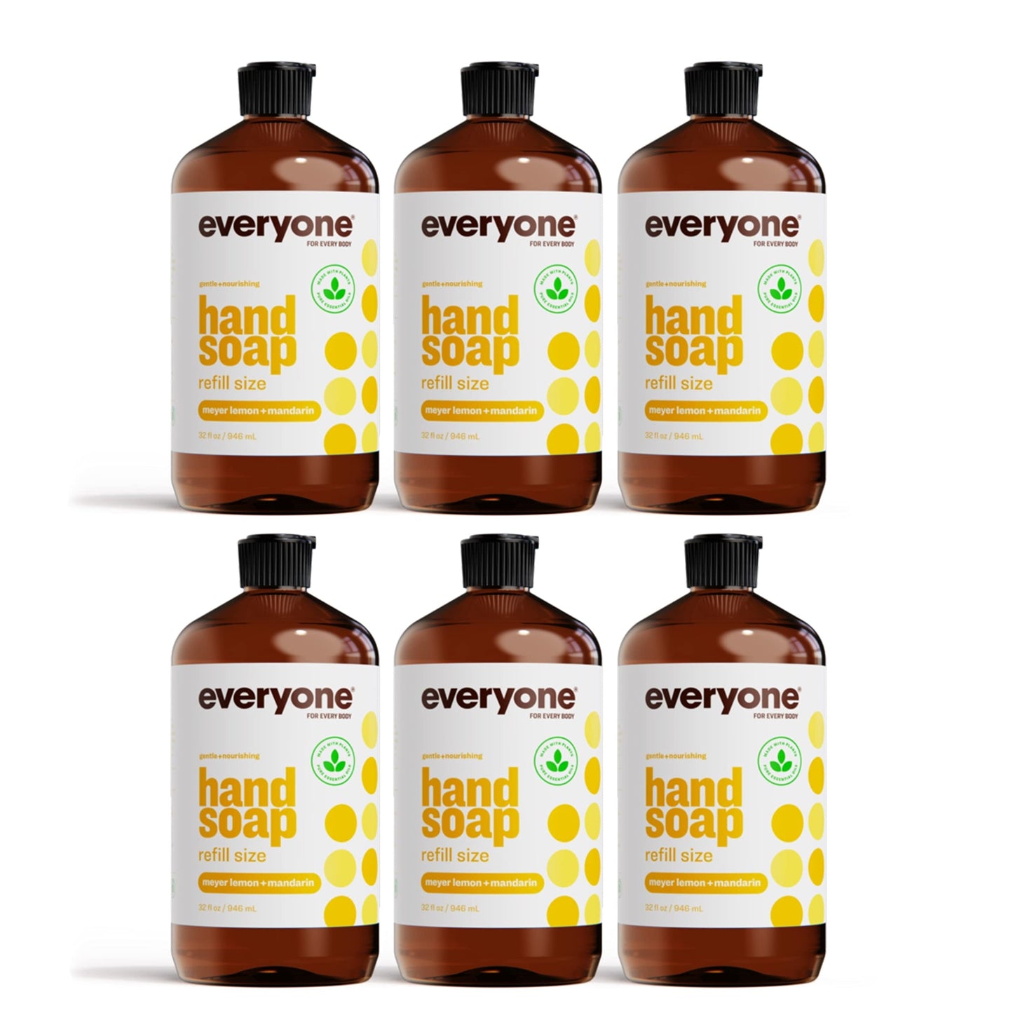 Everyone Hand Soap Refill, 32 Ounce (Pack of 6), Meyer Lemon and Mandarin, made with Essential Oils for kitchen and bathroom