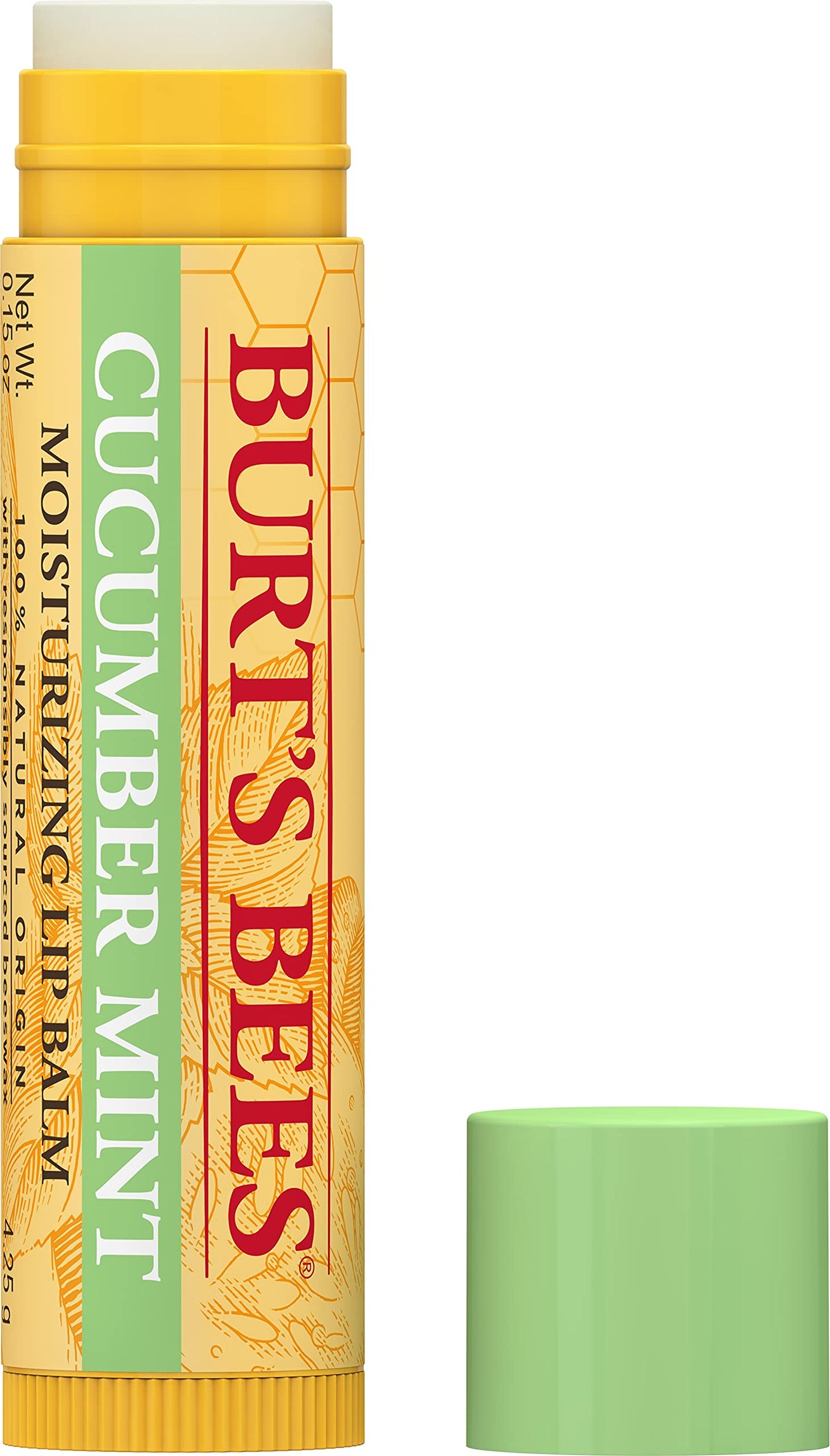 Burt's Bees 100% Natural Origin Moisturizing Lip Balm, Cucumber Mint with Beeswax, 4 Tubes