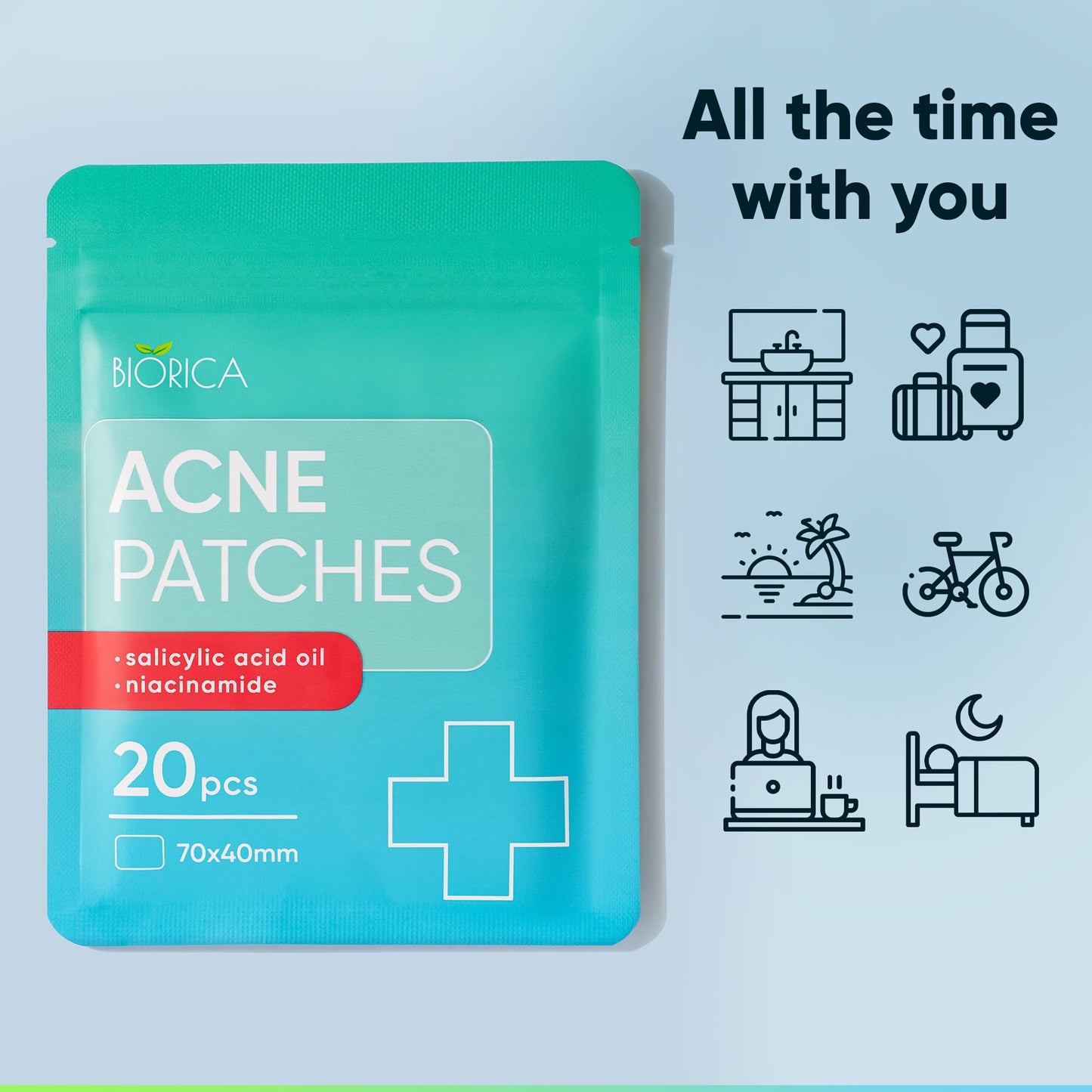 BIORICA Pimple Patches for Face with Tea Tree Oil. Hydrocolloid Acne Pimple Patches. Blemish Patches, Acne Dots, Pimple Stickers, Acne Patch and Pimple Patch
