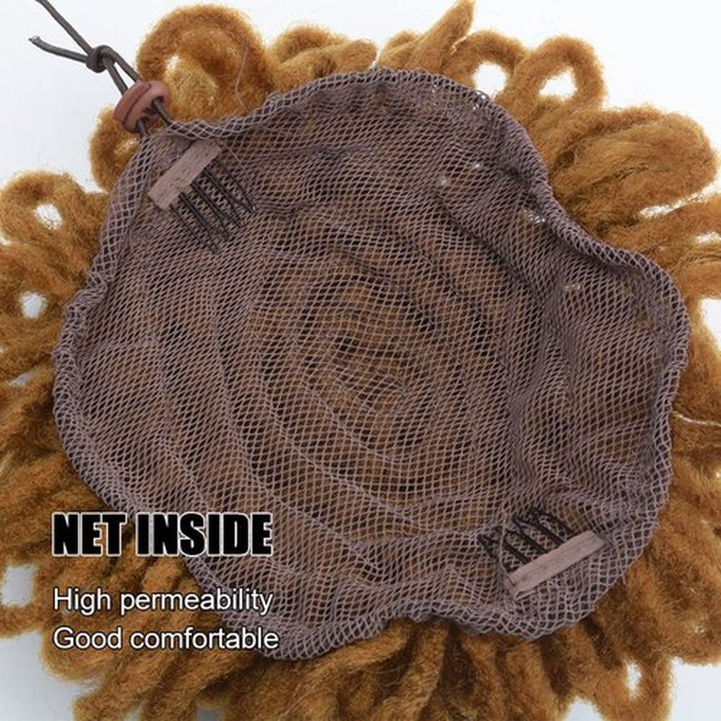 Yinmei Baibian Large Dreadlock Bun Drawstring Ponytail Hair Brown Petal Buns Dreadlocks Nu Locs Braids Bun Hairpiece Chignon Synthetic Clip in Hair Extensions for Black Women(30#)