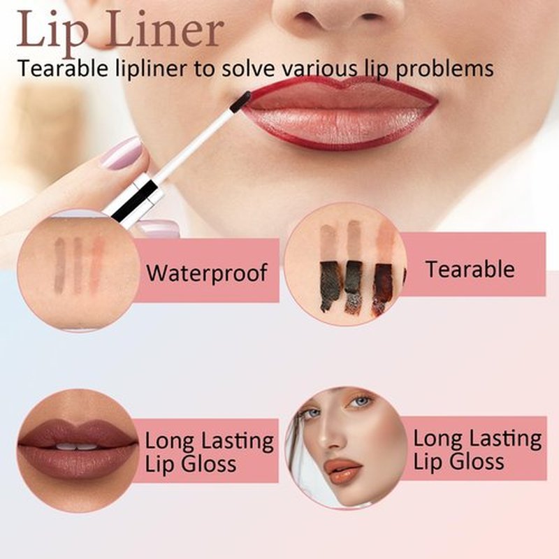 Aaiffey Lip Liner Stain Peel Off,Long Lasting Lip Stain Peel Off Waterproof Lip Tint Stain Non-Stick Cup Natural Lip Makeup (01#Nude+02#Cocoa)