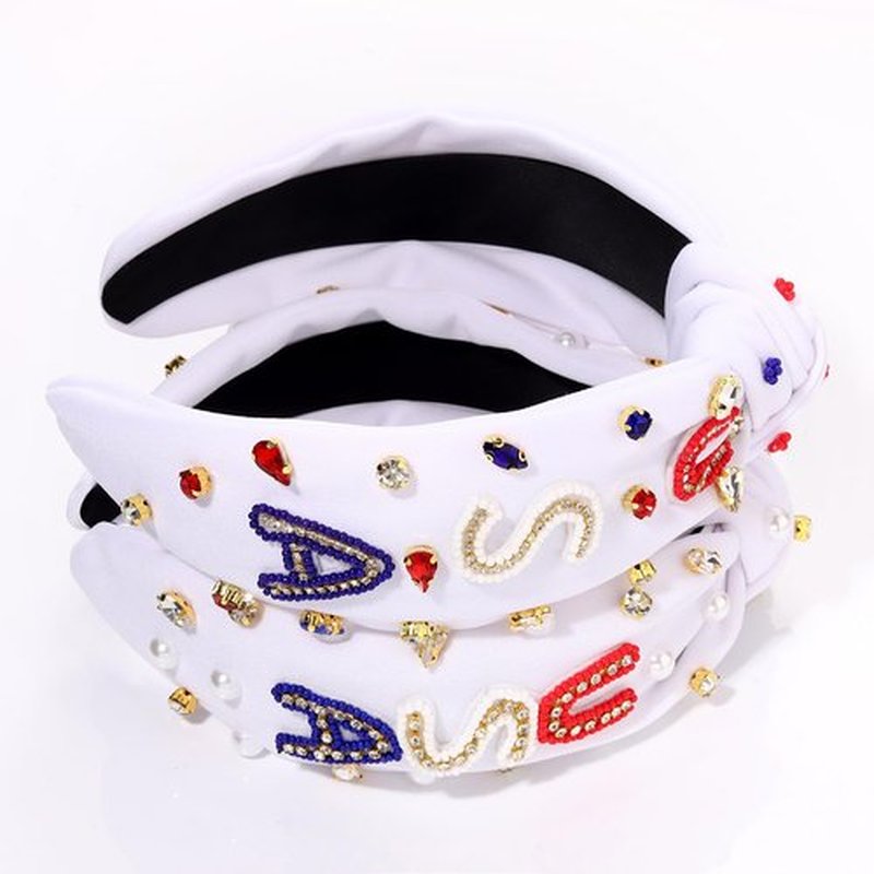 PHALIN American Headband for Women 4th of July Headband Embellished Crystal Rhinestone Knotted Headband USA Star Headband Independence Day Hair Accessories Party Gifts (2PCS C)