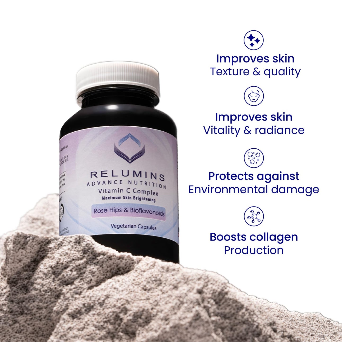Relumins Advanced Vitamin C Supplement with Rose HIPS - 1000mg of Vitamin C Immune Support & Collagen Production, Made in USA, for a Summer Glow Skin, 180 Capsules x 10 Bottles