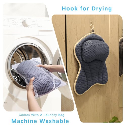 Spa Cushion for Tub,Bath Pillow Luxury Bathtub Pillow，Bath Tub Pillow Headrest with Soft 4D Mesh Fabric and Non-Slip Suction Cups+4 Strong Suction Cups, Great Spa Gifts Bathtub Accessories