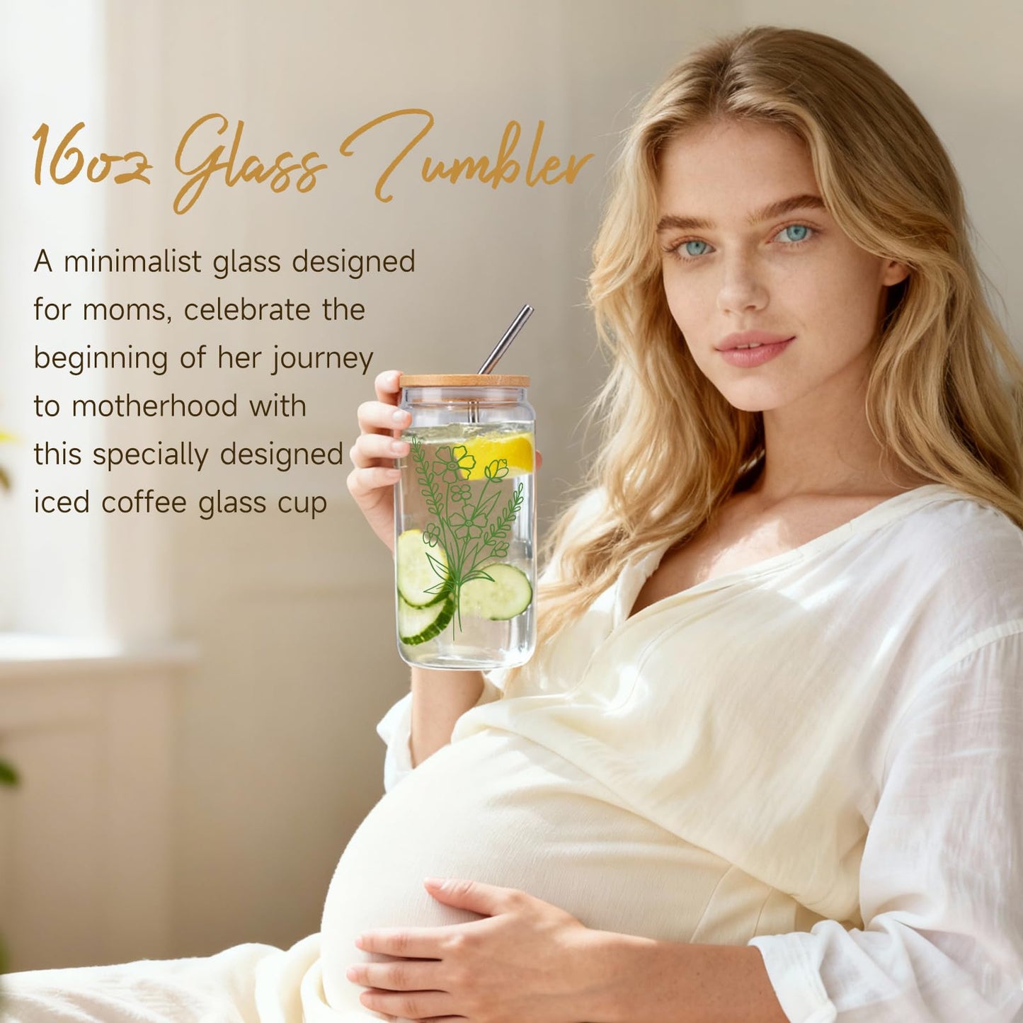 New Mom Gifts, New Mom Care Package After Baby, Baby Shower Gifts for Mom to Be, Pregnancy Gifts for Expecting Mother, Unique 16OZ Mama Glass Cup Knitted Blanket Gift Baskets for Women (Green)