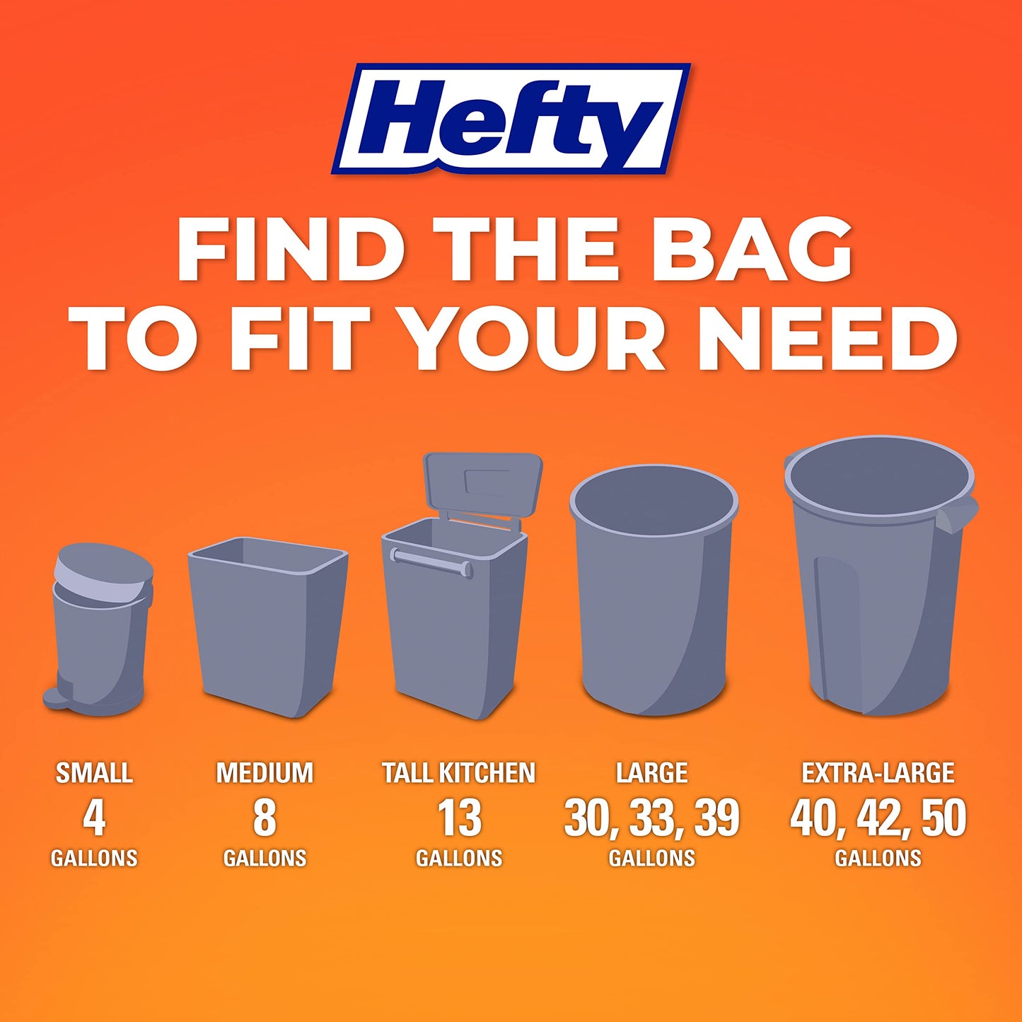 Hefty Small Trash Bags, Ocean Water Scent, 4 Gallon, 34 Count