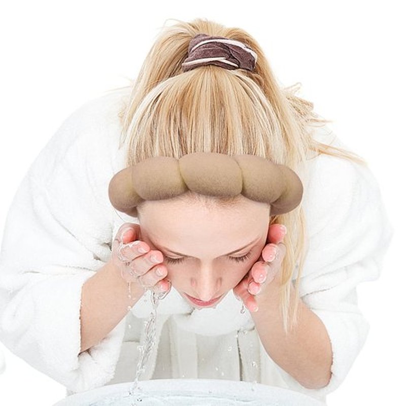 Zkptops Spa Headband for Washing Face Wristband Set Sponge Makeup Skincare Terry Cloth Bubble Soft Get Ready Hairband for Women Girl Puffy Padded Headwear Non Slip Thick Hair Accessory(Brown)