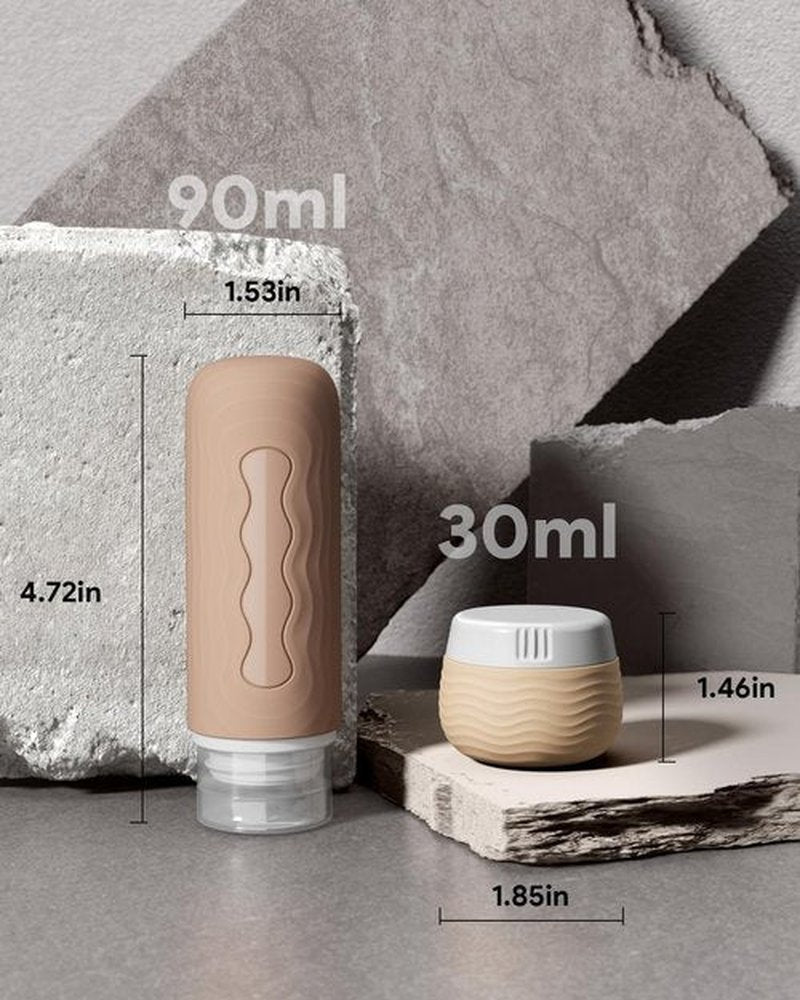 Yinke Travel Containers for Toiletries, Silicone Cream Jars, TSA Approved Travel Size Containers, Leak-proof Travel Essentials/Accessories with Lid for Cosmetic Face Body Cream(4 Pack)