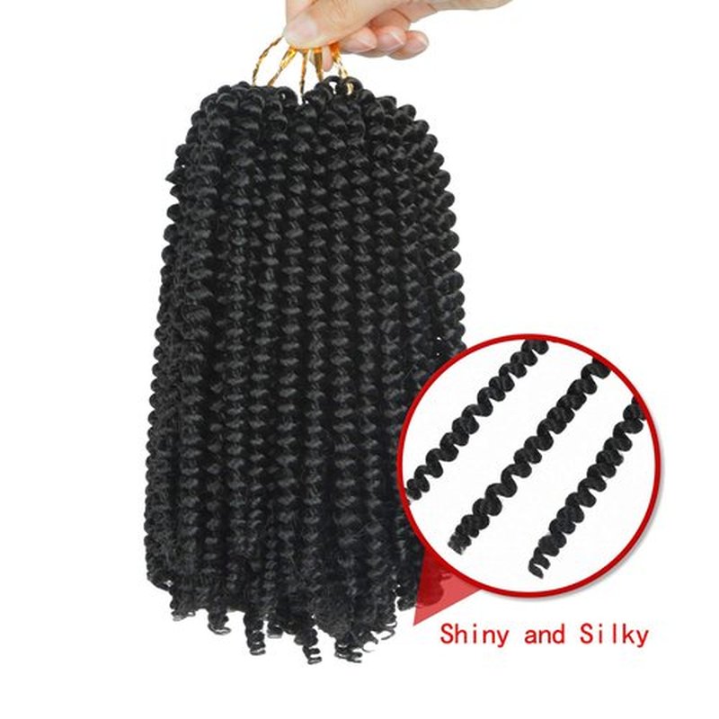 Bileaf 6 Packs Spring Twist Hair 8 Inch Spring Twist Crochet Hair Fluffy Spring Twists Bomb Twist Synthetic Fiber Spring Twist Crochet Braids Low Temperature Braiding Hair 1B