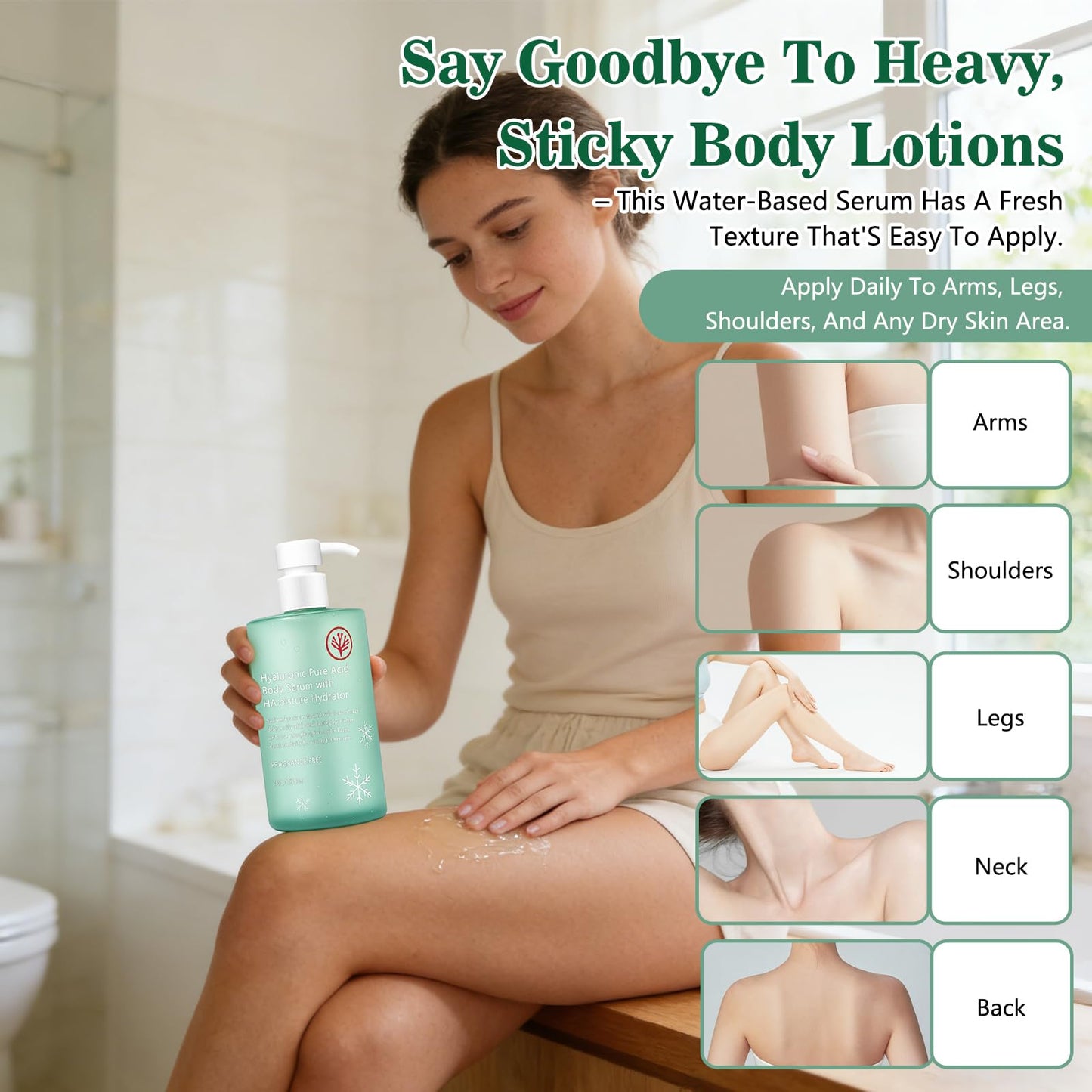 Ha Hyaluronic Acid Body Serum,Body Hydrator Hyaluronic Acid Body Serum,Acido Hialuronico Bodys Serums,Lightweight Fast-Absorbing Body Care For Deep Hydration & Silky(300ML)
