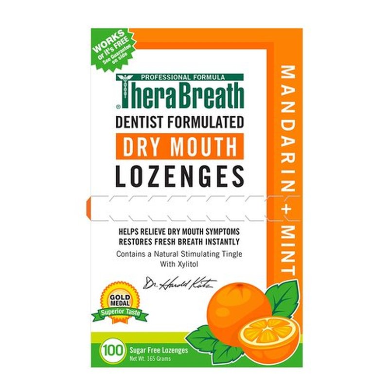TheraBreath Dry Mouth Lozenges, Mandarin Mint, 100 Count (Pack of 2) & 24 Count Sugar-Free Dentist Formulated for Dry Mouth Relief