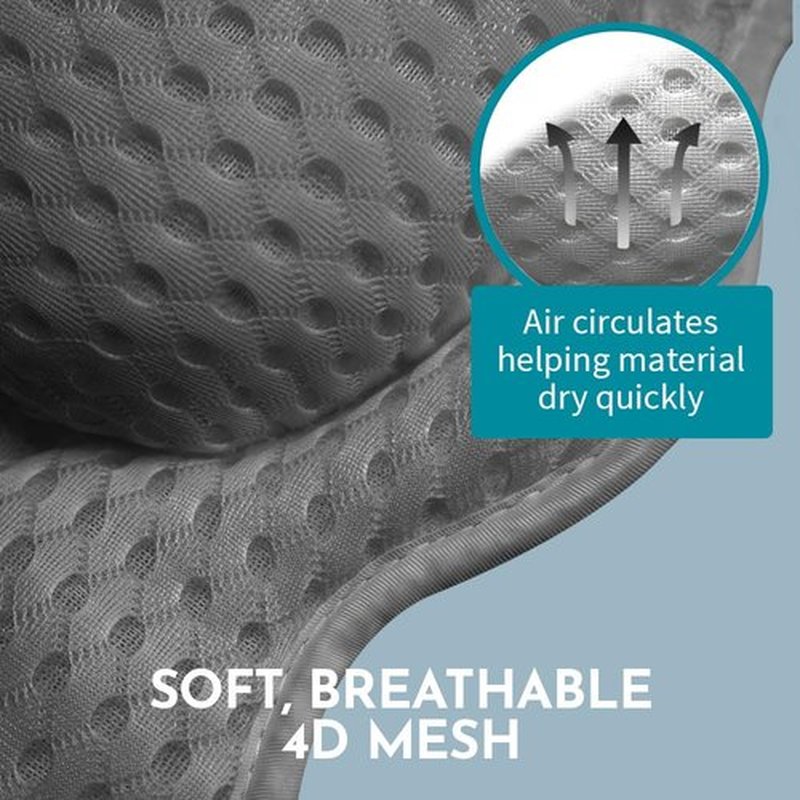 WONDERfoam Thick Padded Ergonomic Bath Pillow for Tub, Support for Head Neck and Back, Slip-Resistant, Machine Washable Breathable Quick Dry Mesh Bathtub Headrest Pillows, Spa Rest Accessories, Gray
