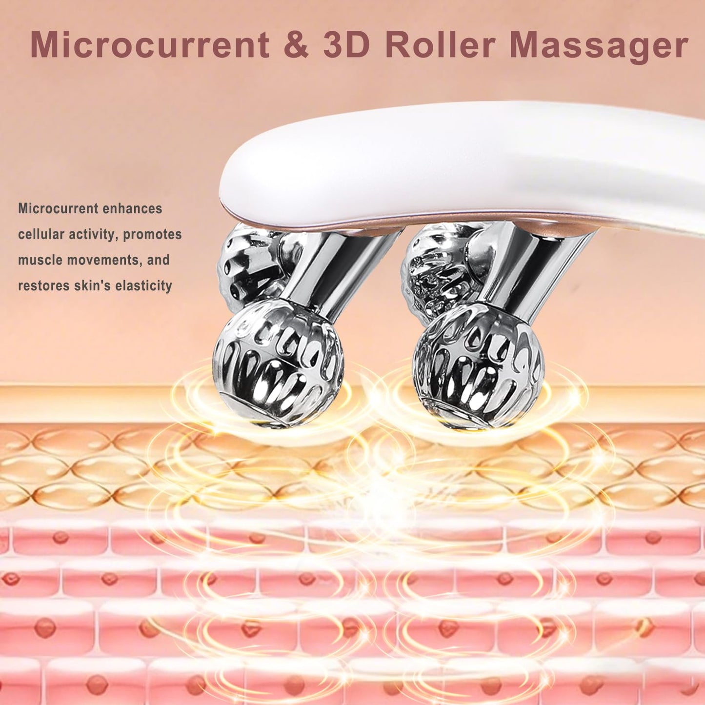 CXGRISE Wireless Facial Massager, 3D Roller Electric Facial Roller, Rechargeable V-Shape Sculpting & Puffiness Relief Tool, Face Roller Lymphatic Drainage for Home & Travel Use (Ball)