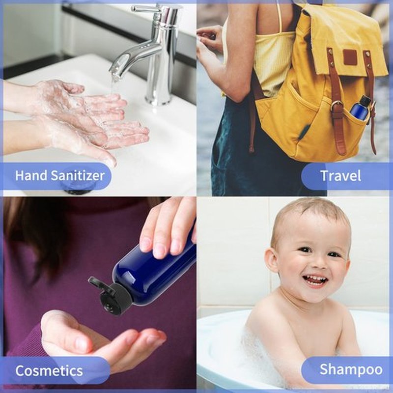 LISAPACK 3.4Oz Travel Bottles with Flip Cap (5 Pcs) Empty Dispenser Container for Travel Size Cosmetics (100ml, Blue)