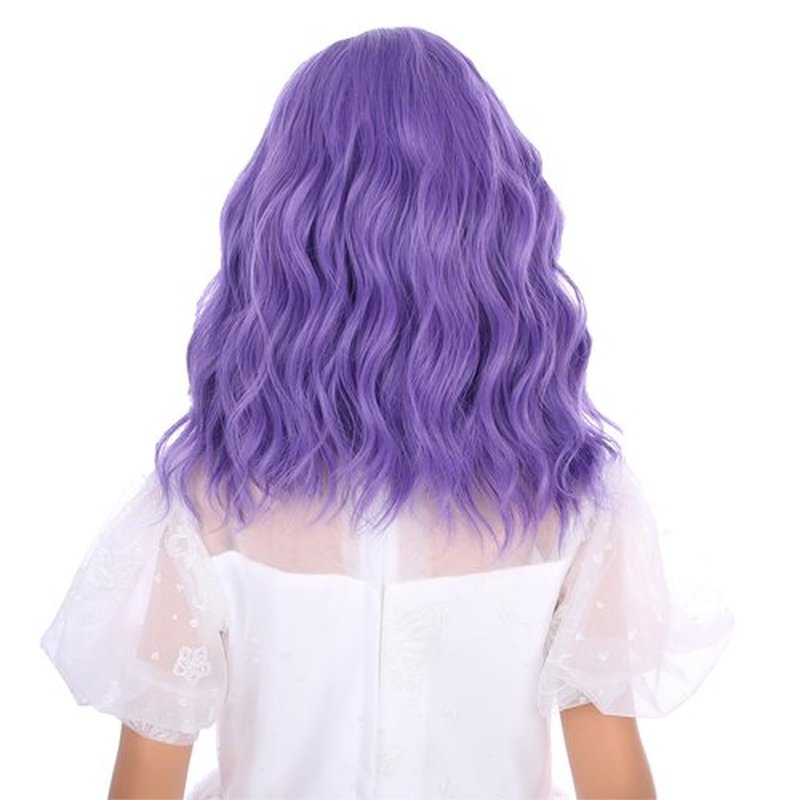 Ufindcos Purple Wig for Children Short Lavender Wig Short Curly Wavy Kids Wig Girls Side Part 13 Inches Synthetic Wig with Wig Cap