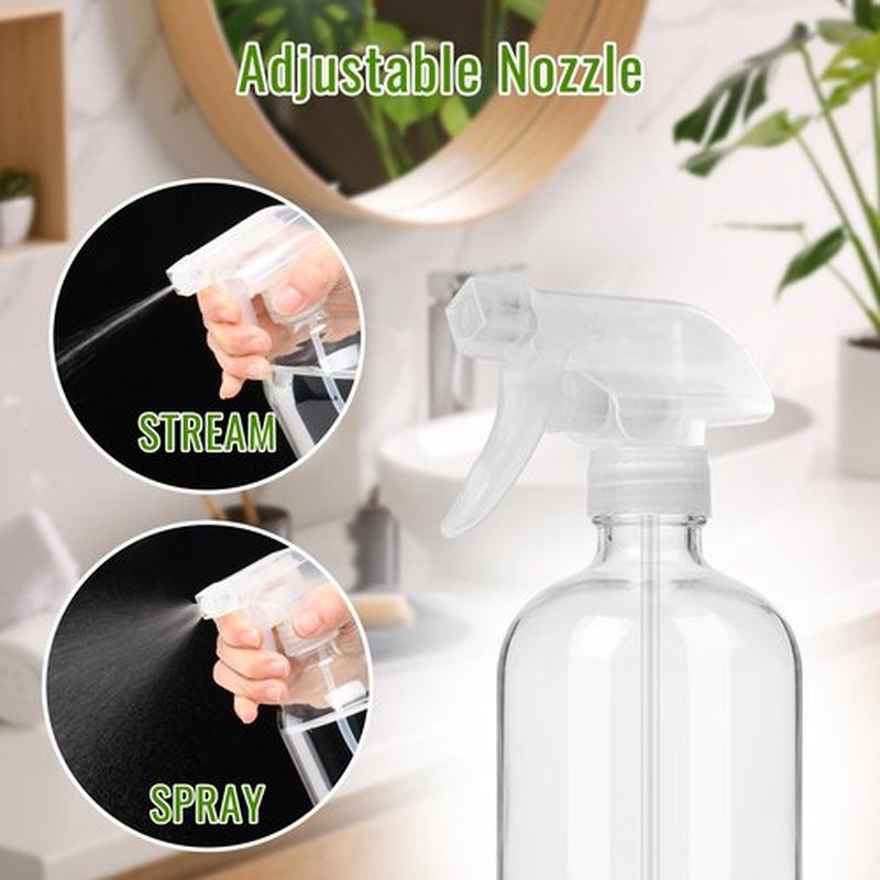 AuroTrends Glass Spray Bottles 16oz 3Pack, Empty Glass Spray Bottles for Cleaning, Glass Spray Bottle with Silicone Sleeve for Cleaning, Essential Oils, Plants(16fl.oz, 3Pack)