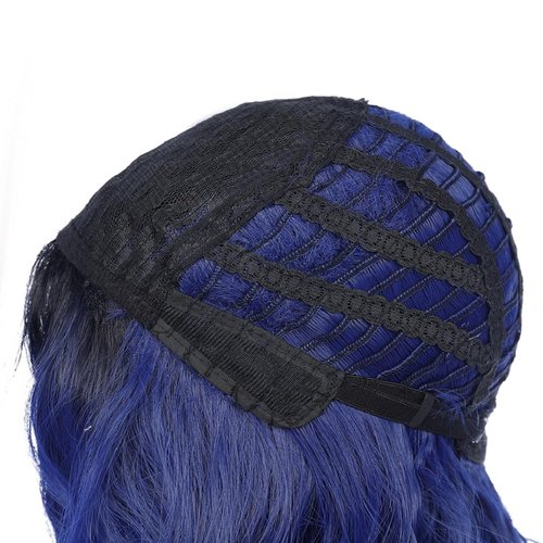 PATTNIUM Kids Child Wig Black Blue Wig Short Wavy Wig Dark Blue Wig for Kids Cosplay Costume Synthetic Hair Blue Wig (Black Ombre Blue)