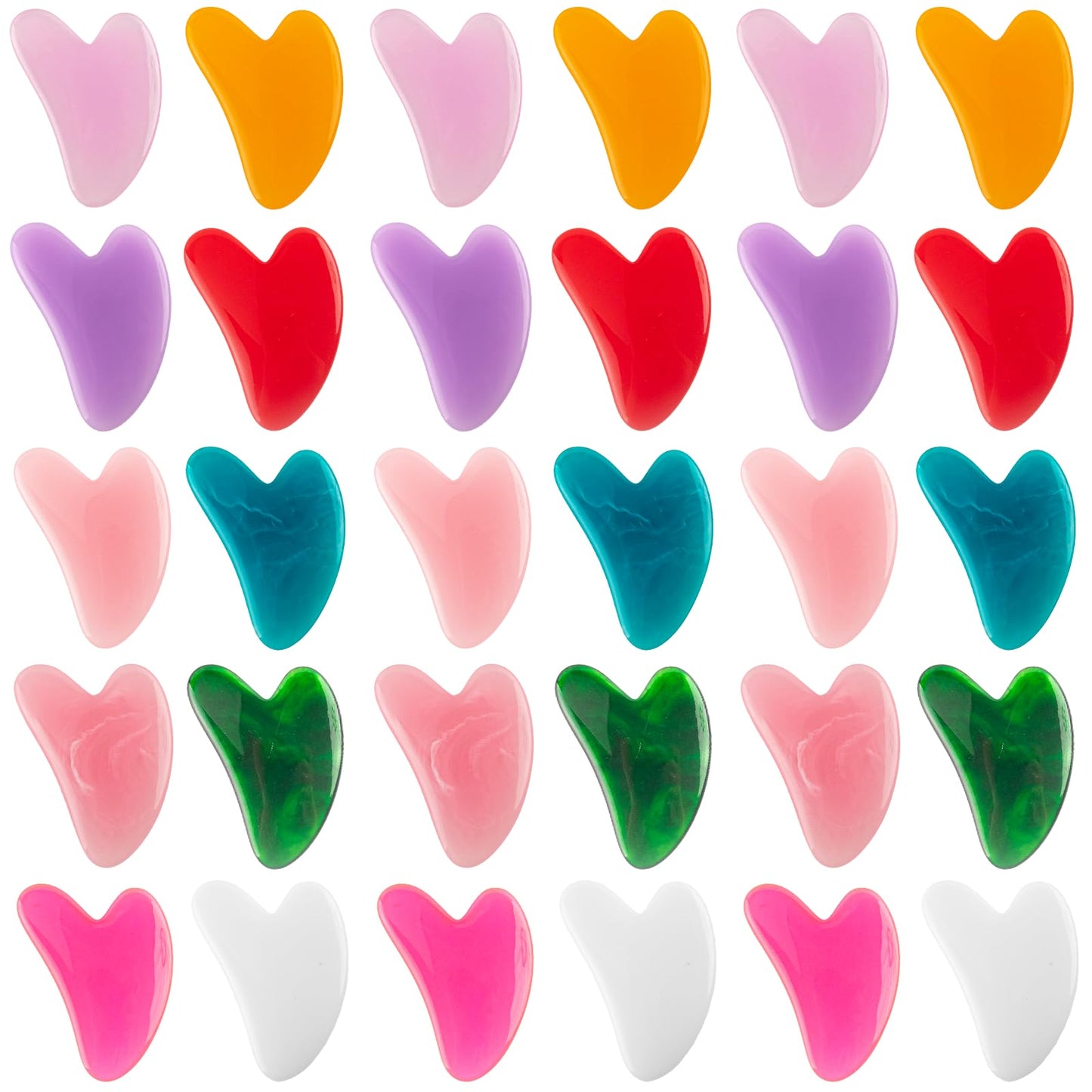 KoMvzyl 30 Pcs Gua Sha Facial Tool Resin Gua Sha Massage Tool Heart Shaped Guasha Stone Guasha Board for Face Body Skin Massage Spa Acupuncture Prevent Wrinkles