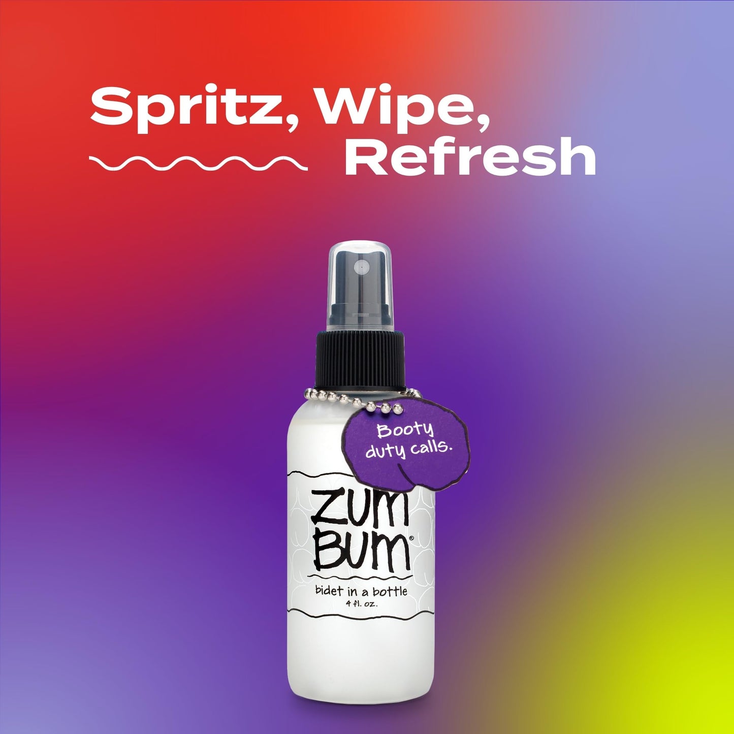 Zum Indigo Wild Bum Bidet in a Bottle - Natural, Portable Bidet - Ideal for Women & Men - Includes Witch Hazel, Vegetable Glycerin & Essential Oils - 4 fl oz
