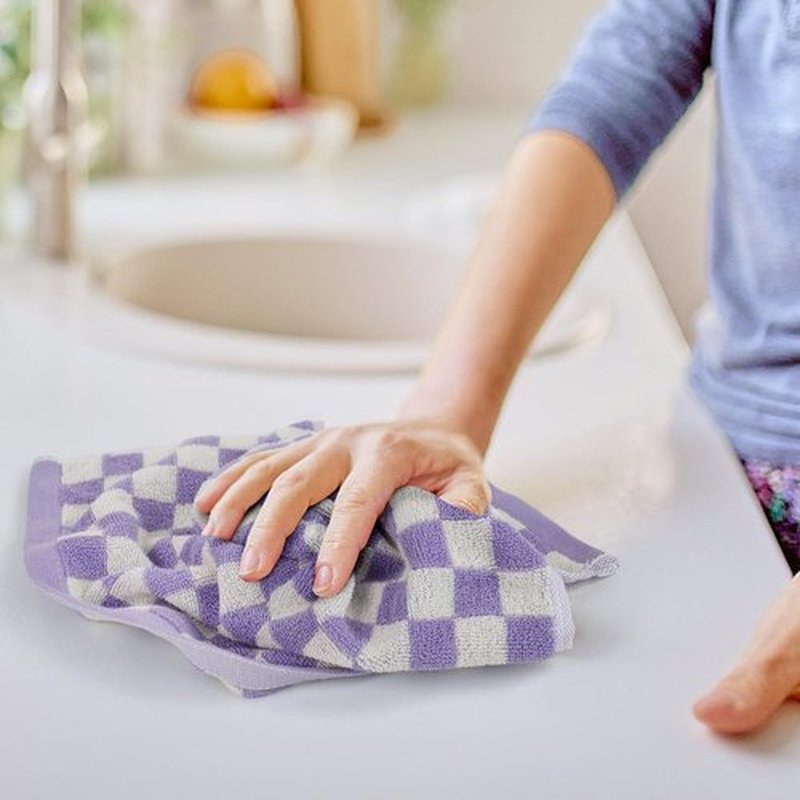 Cotton Washcloth 12 Pack (Lilac Checkered), Soft Absorbent Washcloths Facecloth, Cotton Face Towels Set for Body Showering 13x13 Inches, Gifts