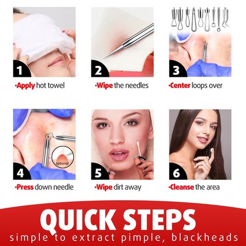 Cbiumpro Blackhead Remover Tools, Pimple Popper Tool Kit, Blackhead Extractor Tool, Zit Popper Tool, Professional Pimple Extractor Tool for Blackhead, Acne, Whitehead, Comedone on Nose - with Case