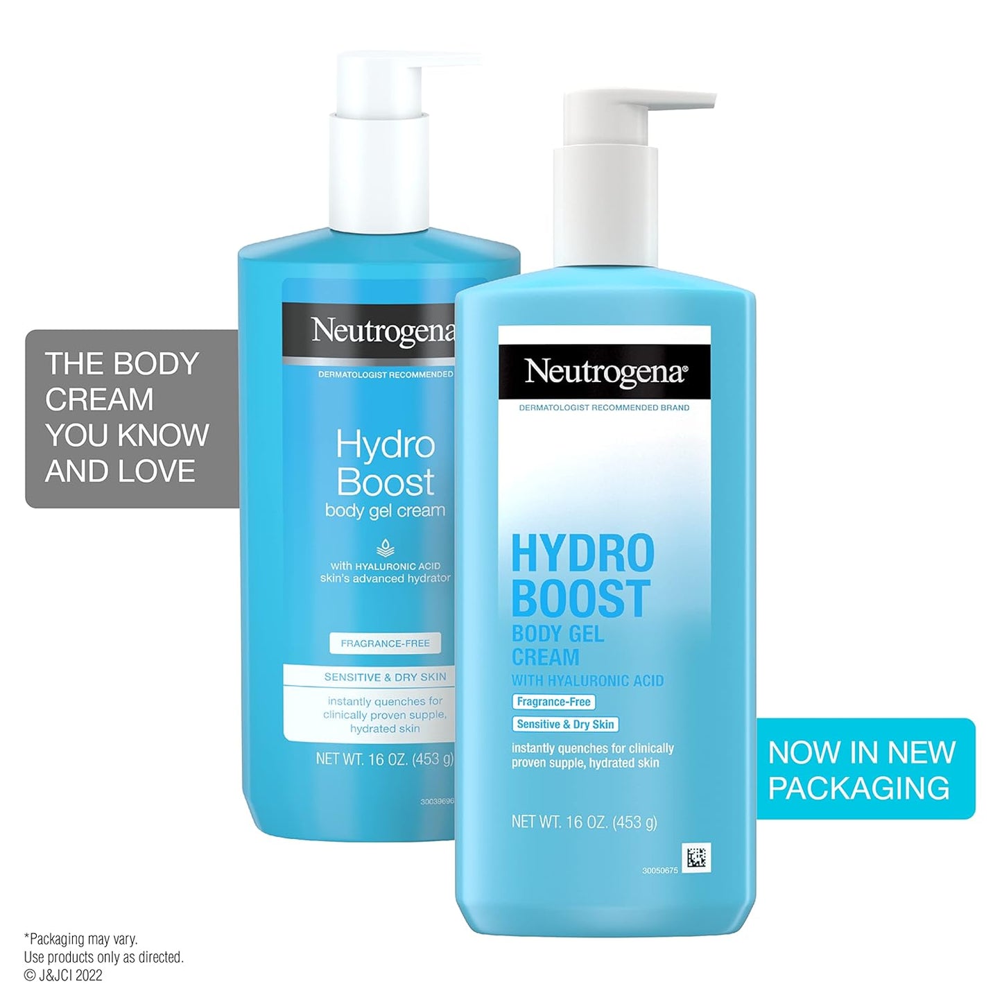 Neutrogena Hydro Boost Fragrance-Free Body Gel Cream with Hyaluronic Acid, Non-Greasy, Fast Absorbing Moisturizer & Hydrating Full Body Cream for Sensitive Skin, Paraben-Free, 16 oz (Pack of 3)