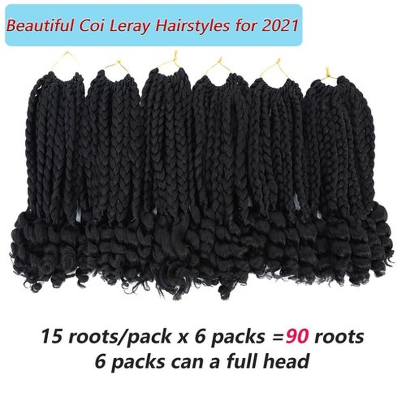 Alimiriam Boho Box Braids Crochet Hair 14 inch 8 Packs Box Braid Crochet Hair with Curly Ends Goddess Box Braids Crochet Hair Extensions for Black Women(14" 8 Packs, #T1B/30)